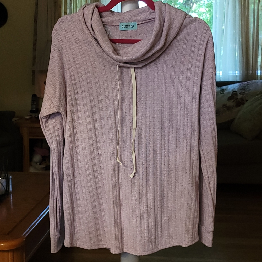 NWT Cowl neck sweater with drawstrings  size large